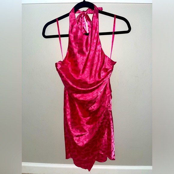 Selfie Leslie Sonoma Halterneck Faux Wrap Mini Dress - Picture 1 of 2
